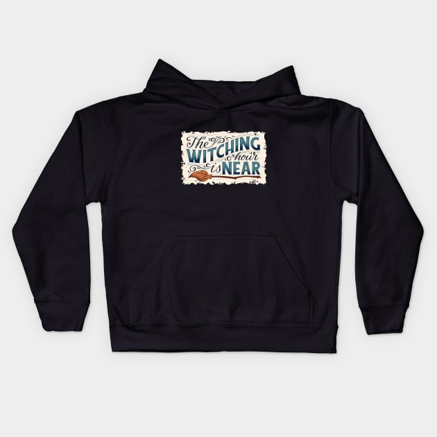 Witching Hour Halloween Kids Hoodie by Safdesignx